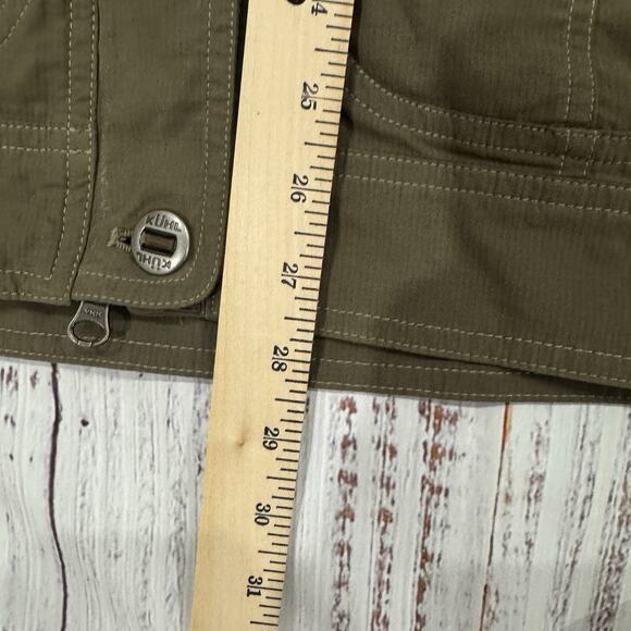 Kuhl Jacket Womens XS Button Zip Front Cargo Utility Olive Green Built In Hood - Picture 5 of 14